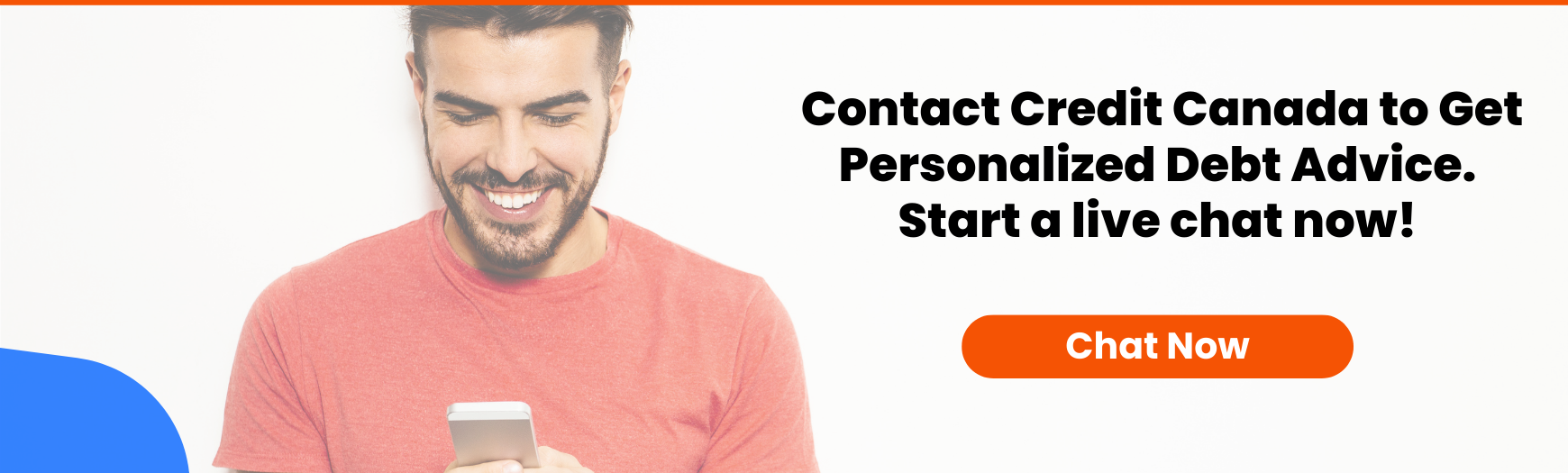 man smiling and chatting with a credit counsellor on his phone