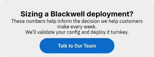 Sizing a Blackwell deployment? These numbers help inform the decision we help customers make every week. We'll validate your config and deploy it turnkey.