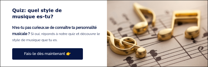 Quiz: quel style de musique es-tu? &nbsp; N'es-tu pas curieux.se de connaître ta personnalité musicale ? Si oui, réponds à notre quiz et découvre le style de musique que tu es. &nbsp;