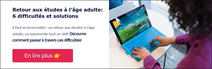 Retour aux études à l'âge adulte: 6 difficultés et solutions &nbsp; Il faut le reconnaître : un retour aux études à l'âge adulte, ça représente tout un défi. Découvre comment passer à travers ces difficultés! &nbsp;