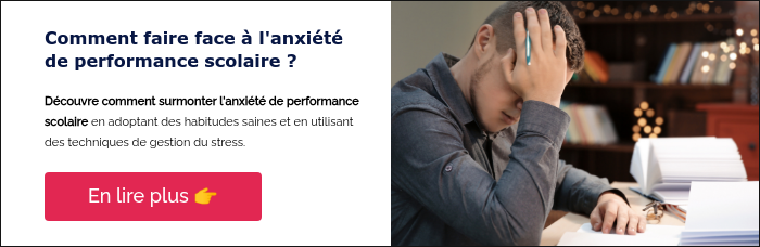 Comment faire face à l'anxiété de performance scolaire ? &nbsp; Découvre comment surmonter l'anxiété de performance scolaire en adoptant des habitudes saines et en utilisant des techniques de gestion du stress. &nbsp;