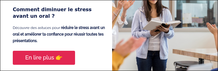 Comment diminuer le stress avant un oral ? &nbsp; Découvre des astuces pour réduire le stress avant un oral et améliorer ta confiance pour réussir toutes tes présentations. &nbsp;